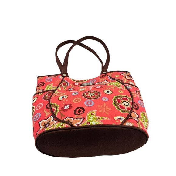 Longaberger Homestead Red Floral Print Snap Close Shoulder Handbag Purse - Picture 6 of 16